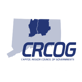 CRCOG logo with a Connecticut map; the Capitol Region highlighted